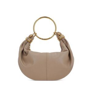CHLOE Small Ring Handle Leather Hobo Bag Women NUDE & NEUTRALS Handbags